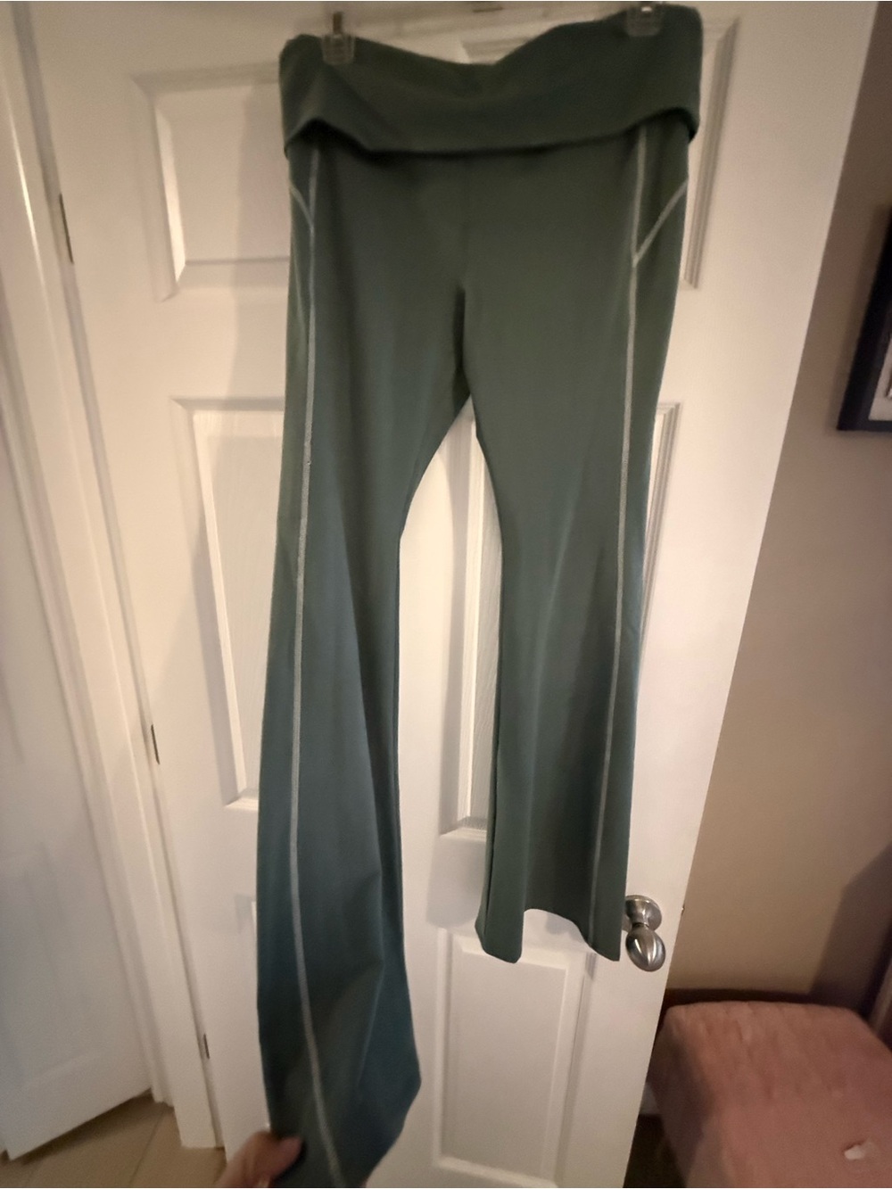 PINK Victoria's Secret Olive Green Wide-Leg Flare Pants
